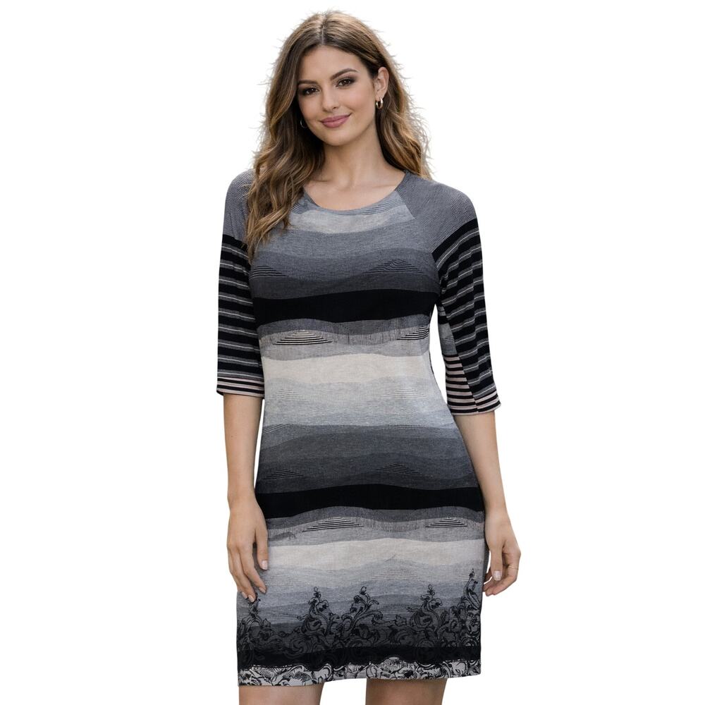Desigual by Christian Lacroix 3/4 Sleeve Striped Dress, Size L (Euro)/M (US)